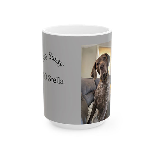 Custom Dog Themed Ceramic Mug - 'Stay Sassy' Design