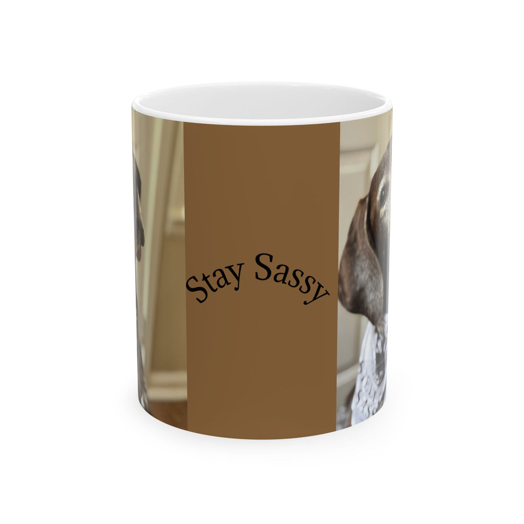 Custom Dog Themed Ceramic Mug - 'Stay Sassy' Design 15 oz