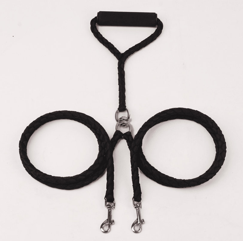 Double-Ended Hand-Knitted Braided Rope Dog Leash: TANGLE FREE