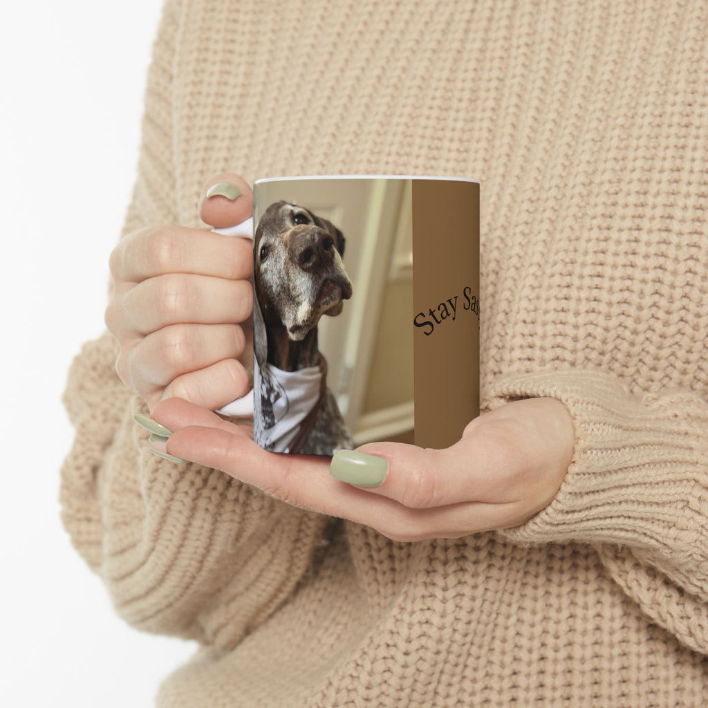 Custom Dog Themed Ceramic Mug - 'Stay Sassy' Design 15 oz