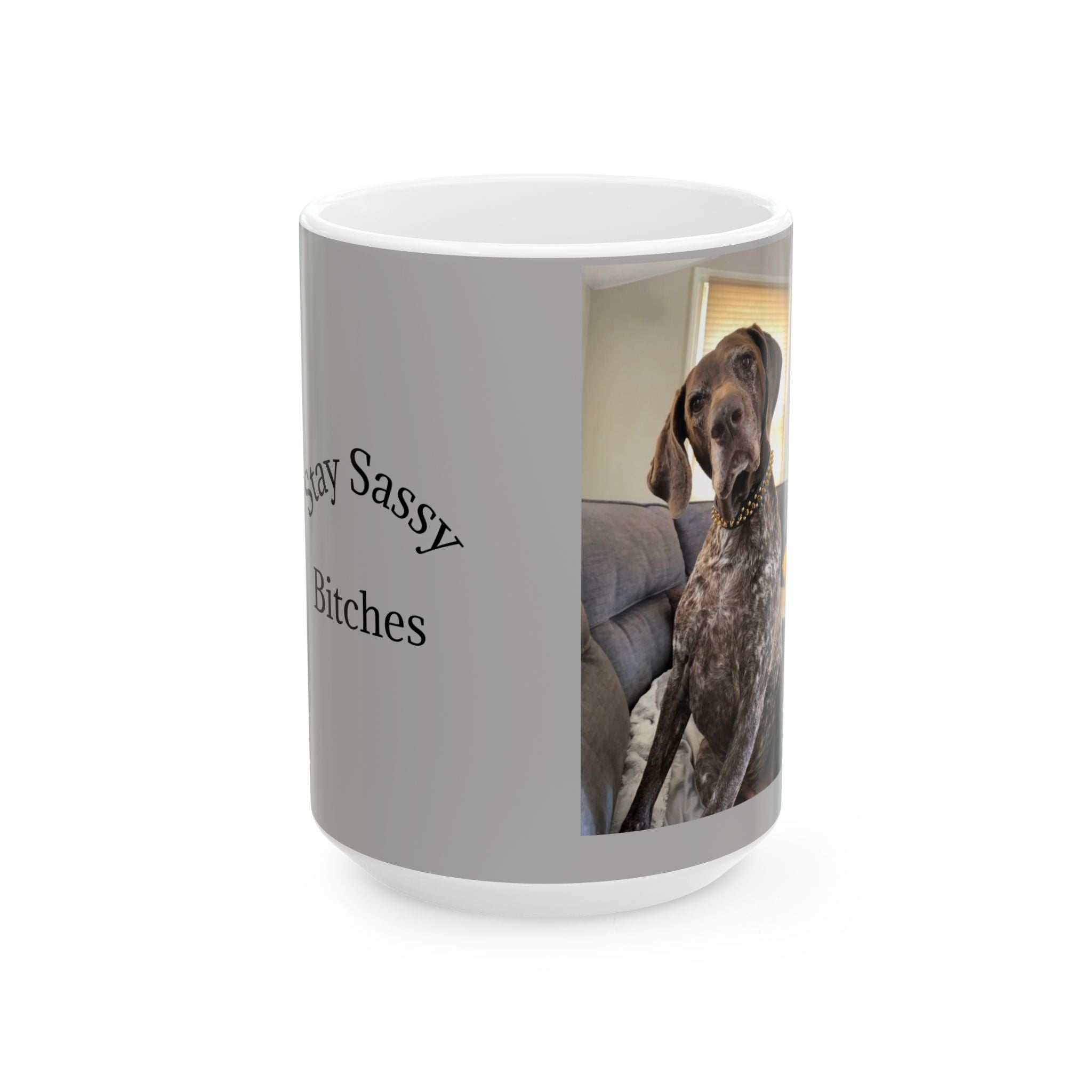 Custom Dog Themed Ceramic Mug - 'Stay Sassy' Design