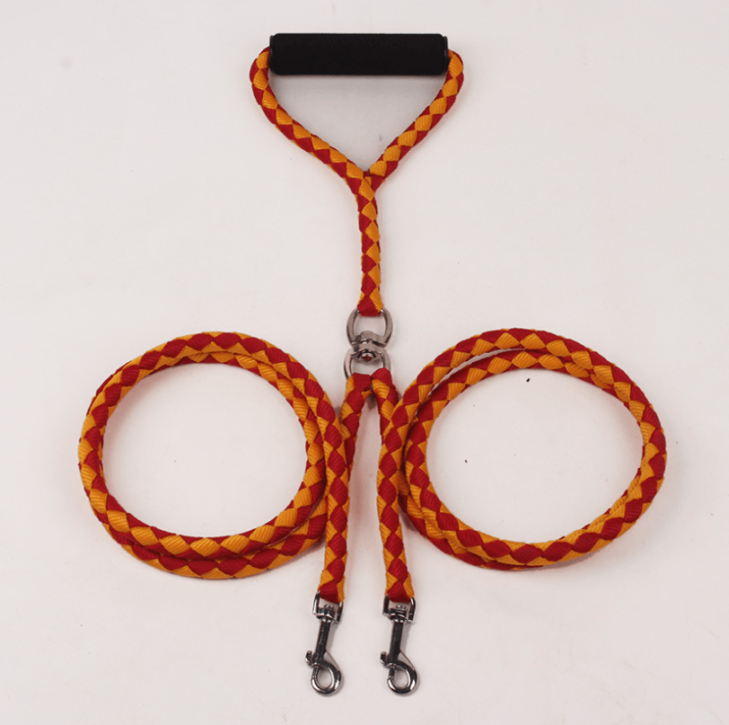 Double-Ended Hand-Knitted Braided Rope Dog Leash: TANGLE FREE