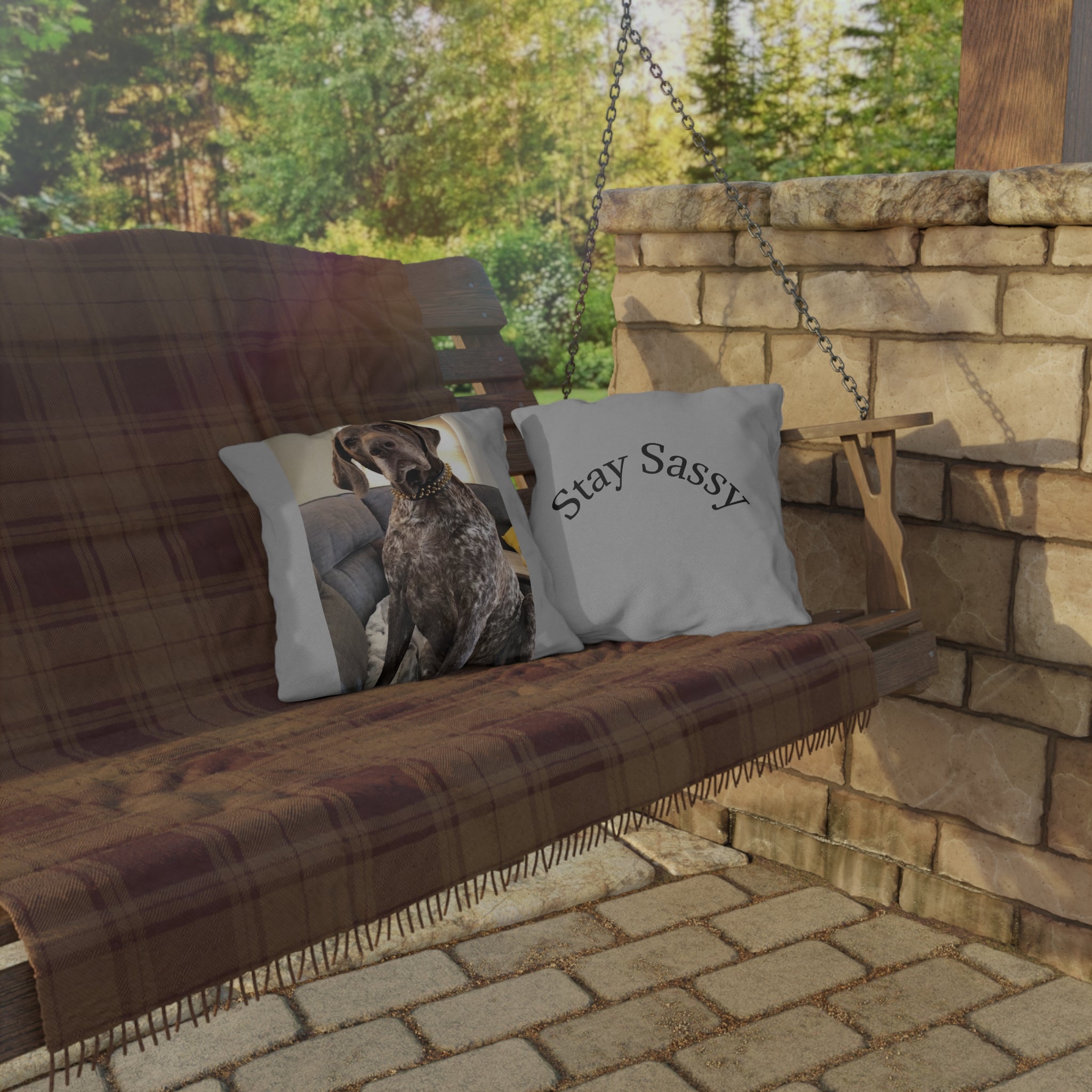 Stay Sassy Outdoor Pillow - Cozy Decor for Dog Lovers