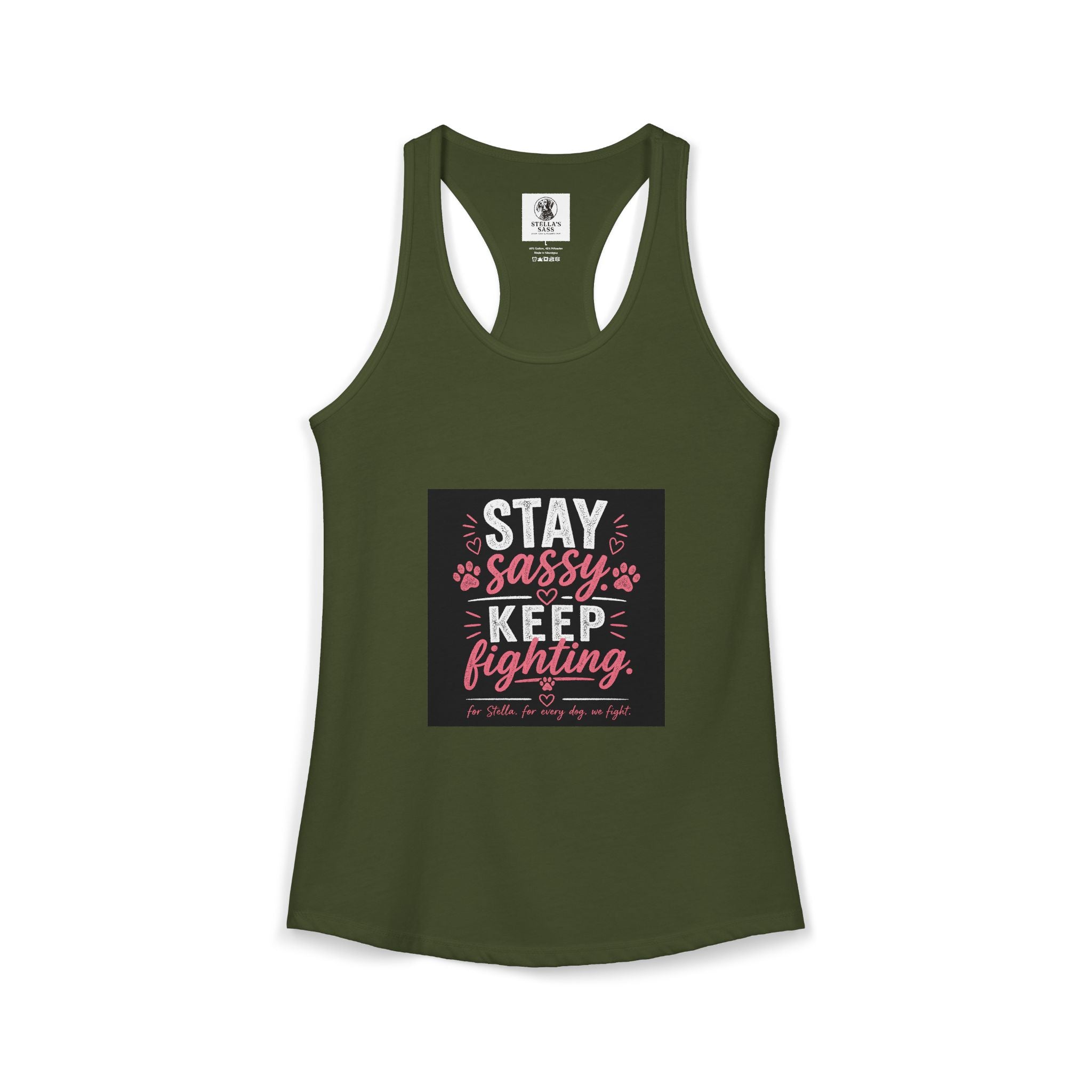 Women's Stay Sassy. Keep Fighting.  Racerback Tank